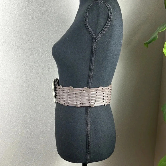 Motit 56 Wide Braided Leather Belt with Metal and Stone Buckle Made in India S - Picture 6 of 14